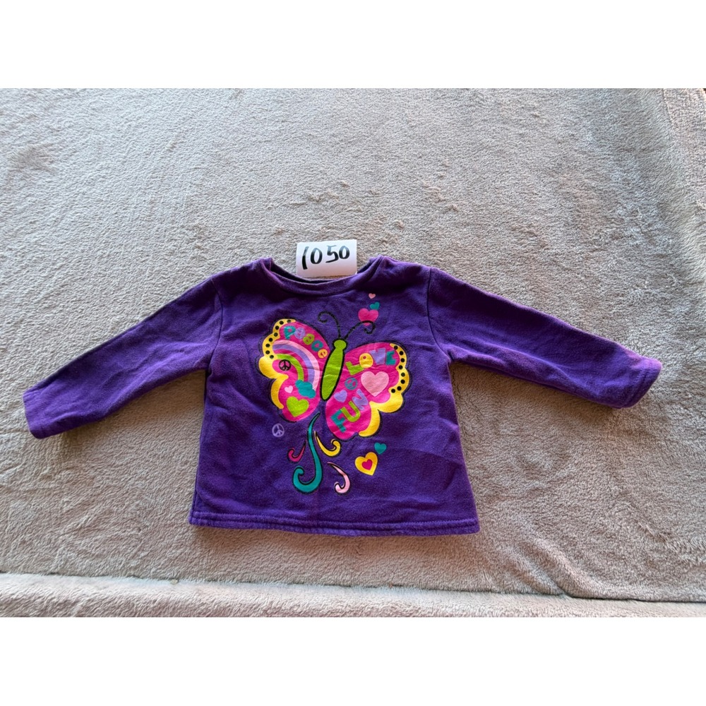 Garanimals Sweatshirt Toddler 18M Purple Butterfly Graphic Fleece